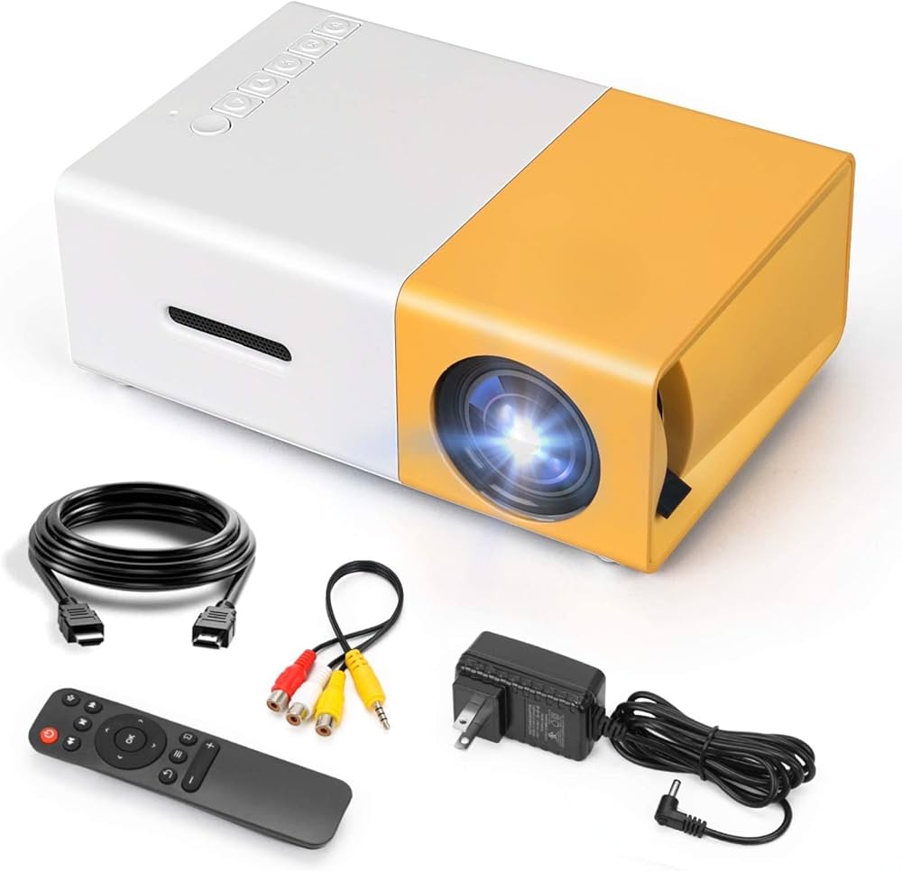 Portable LED Projector 1080p Resolution Mini Home Theater with HDMI Cable (Yellow)