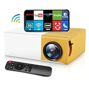 Portable LED Projector 1080p Resolution Mini Home Theater with HDMI Cable (Yellow)