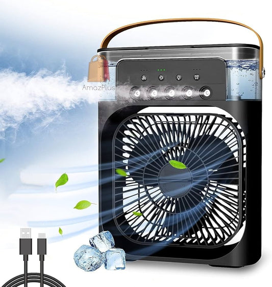 Personal Air Cooler, Portable Air Conditioner Fan, Mini Evaporative Cooler with 7 Colors LED Light, 1/2/3 H Timer, 3 Wind Speeds and 3 Spray Modes - Assorted Color