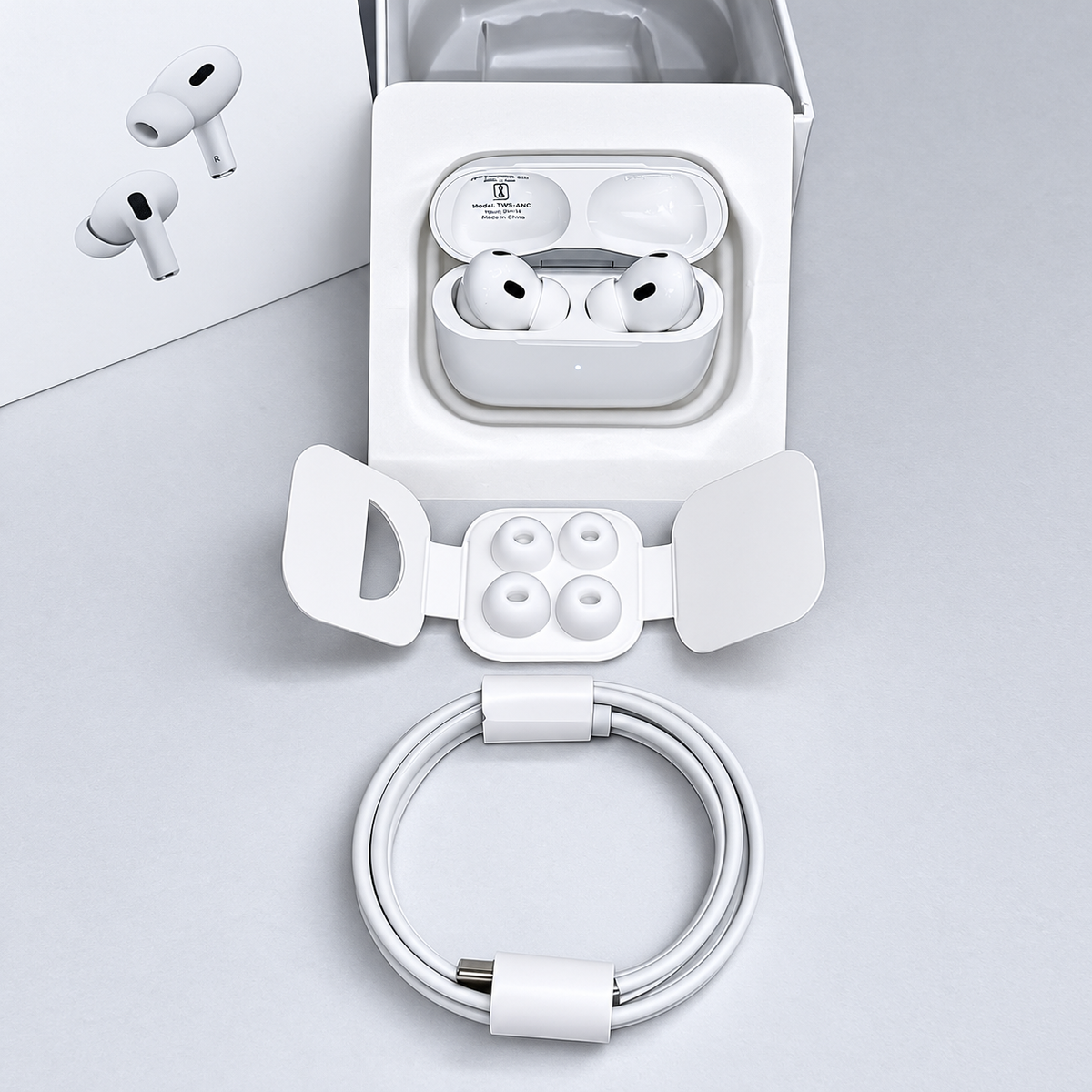 Wave Pods pro ( 2nd Gen. ) –True Wireless Earbuds with Type C Charging | Premium White Bluetooth Earphones with Active Noise Cancellation, Transparency Mode, Touch Sensor